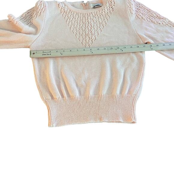 Vintage 70's Peach Vintage Dainty Knit Laura Alyzia Sweater Skirt Set-Size 10 - Picture 7 of 12